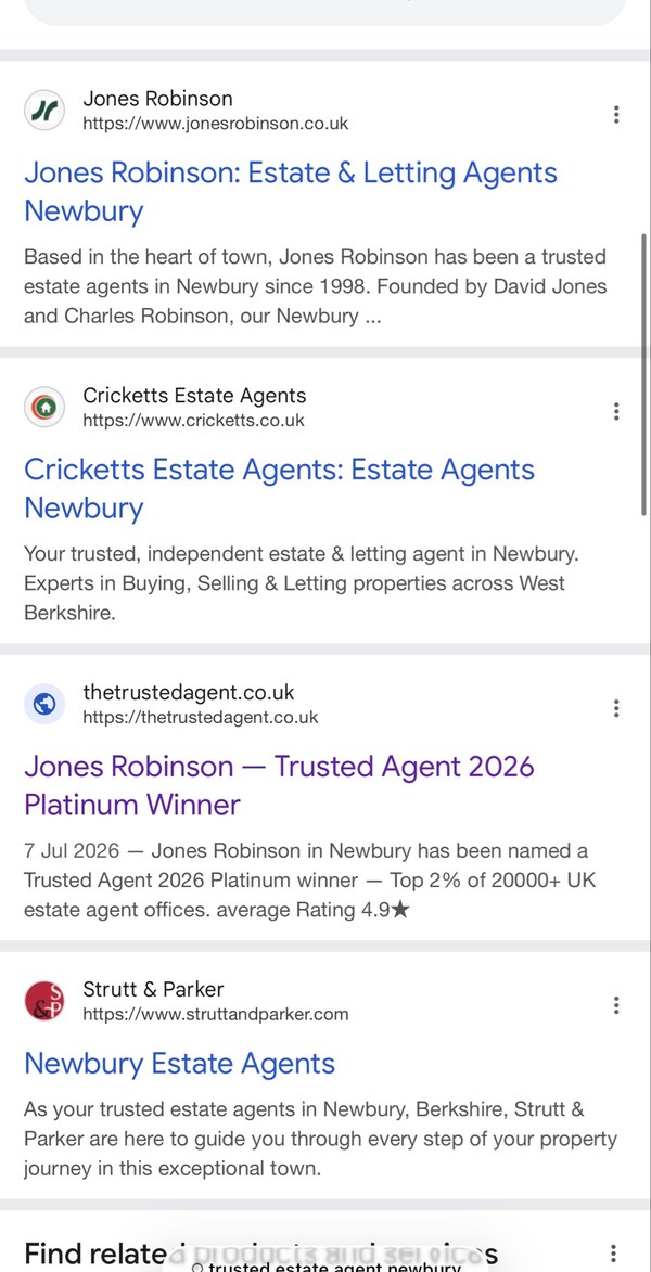 Jones Robinson appears twice on Google's page-one for Newbury