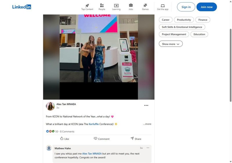 Andrews Property Group employee LinkedIn post celebrating National Network of the Year