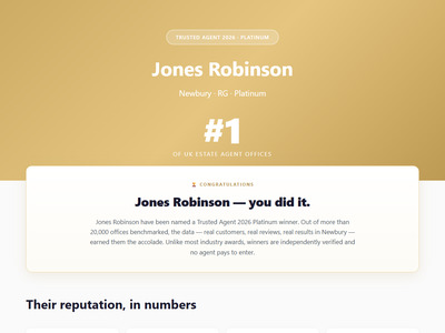 Jones Robinson Trusted Agent 2026 winner page showing number one ranking