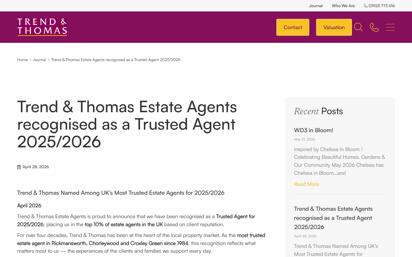 Trend & Thomas celebrating their Trusted Agent 2026 win